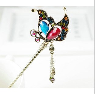 Royal Blue Tassel Butterfly Shape Shiny Diamond Hair Jewelry_3_1.jpg